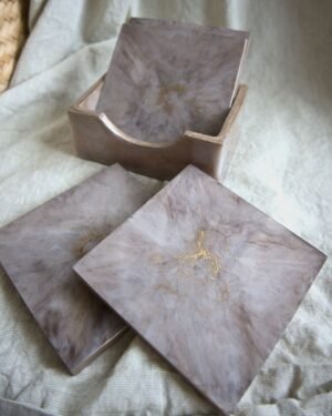 Eternal Chic | Σετ Χειροποίητων Σουβέρ "Marble Taupe & Gold"